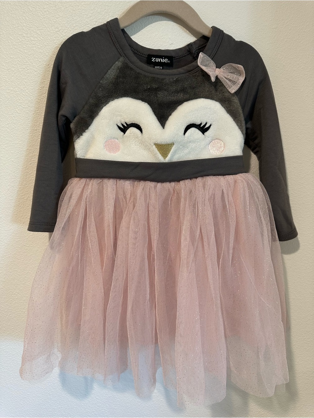 Zunie Gray & Pink Penguin Tulle Party Dress